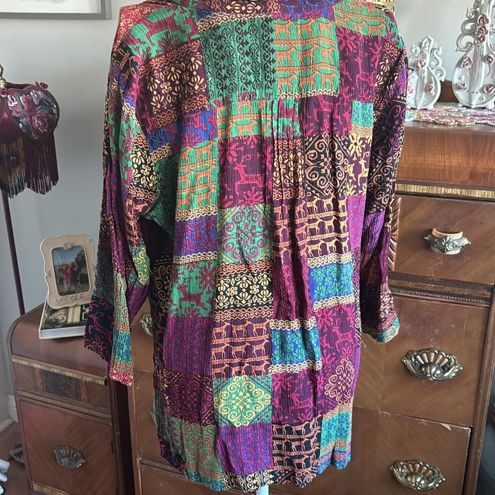 Coldwater Creek Patchwork Button Down Rayon Shirt - image 3